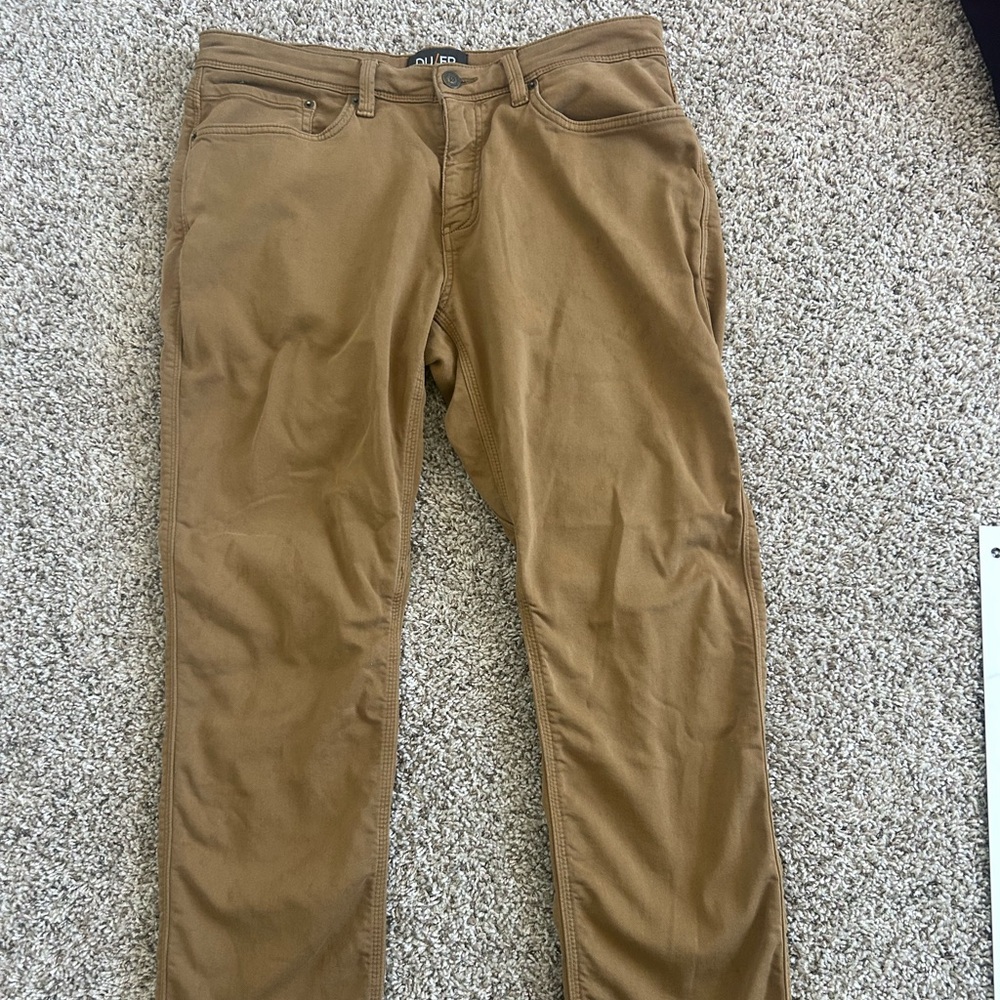 DU/ER DUER N2X Relaxed Taper Jeans Men’s 36x32 Pants Stretch Outdoor Brown